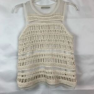 Townsen cream mesh and crocheted tank top